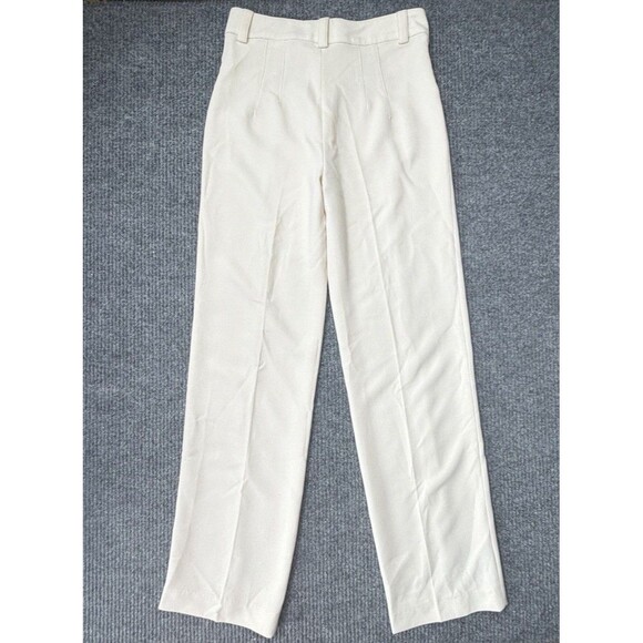 ZARA Womens Size Medium Pants Beige Cream High Waist Pleated Straight Leg - Picture 6 of 10